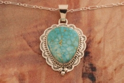 Genuine Kingman Turquoise Sterling Silver Pendant